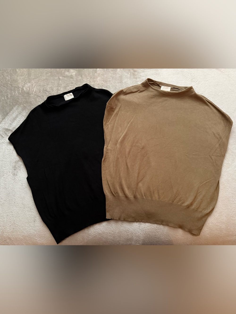 Set of 2 H&M Cap-sleeved Fine-knit Top, large